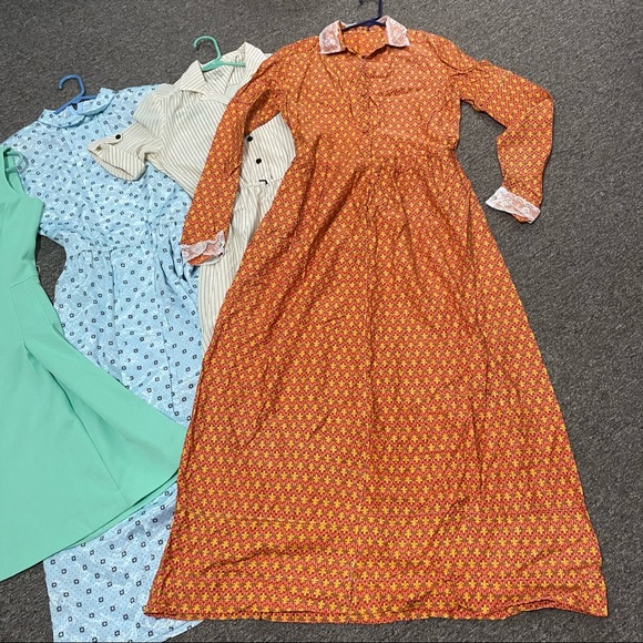 SOLD! 5❤️TRUE Vintage dress.small.medium.large orange white blue short - Picture 3 of 12